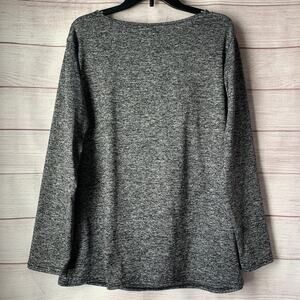 Dark Heather Gray Long Sleeve Athletic Shirt Back Slit Opening